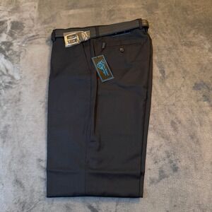 Enrico Bertucci Black Dress Pants Belted Mens Size 36x32 Style MP-4100BK NWT